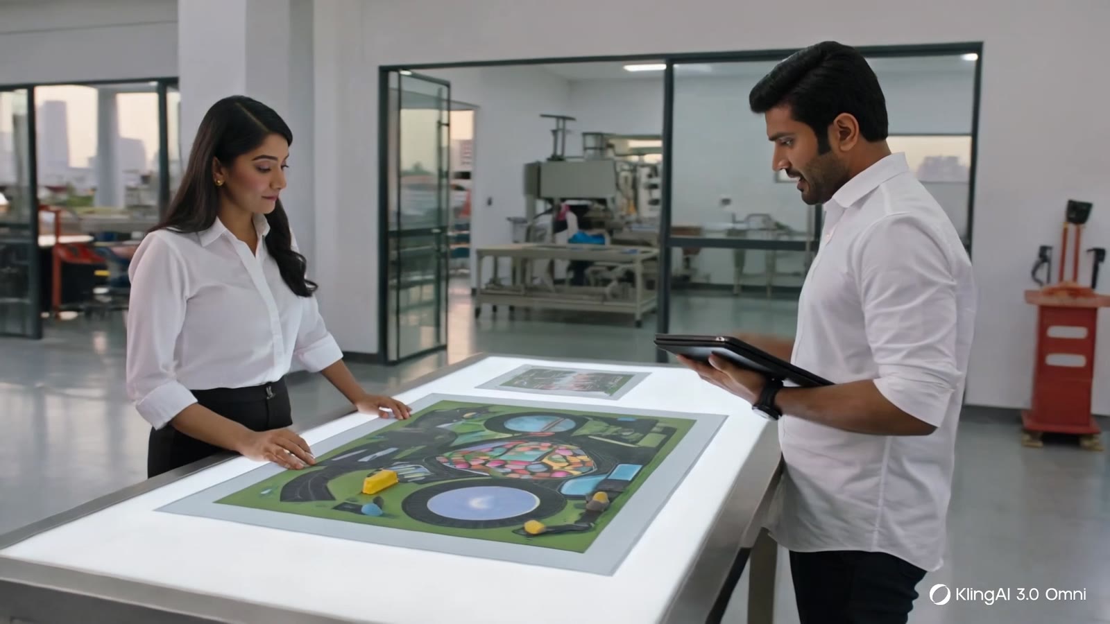 AI-generated concept visual of a design team reviewing a play-space plan